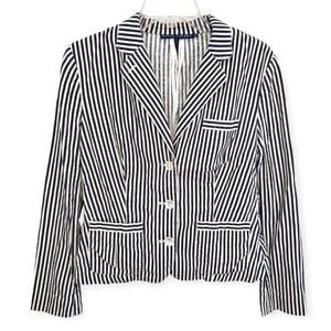 Ralph Lauren Black and White Striped Blazer Vintage y2k Size 10